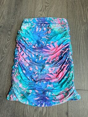 Exotica Mermaid Jungle Slinky Silky Ruched Mini Skirt Size Medium